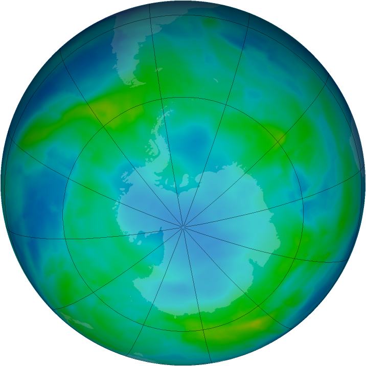 Antarctic ozone map for 06 May 2013